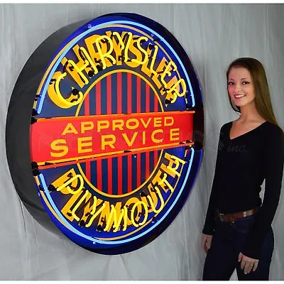 Chrysler Approved Service Plymouth Licensed Sign Beer Neon Sign In Steel Can 36  • $1349.99