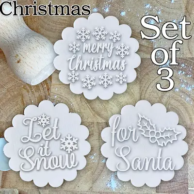 £7.50 • Buy Merry Christmas  Set Of 3 Cookie Stamp Embosser Fondant Snowflake Christmas XMAS