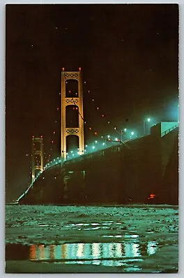 Michigan - Mackinac Bridge - At Christmas - Vintage Postcard - Unposted • $3.99