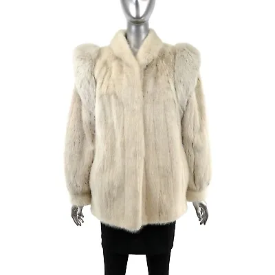 Pearl Mink Jacket With Fox Trim And Detachable Sleeves- Size M • $275