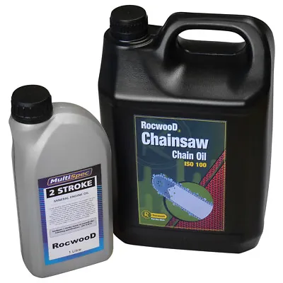 Chainsaw Saw Chain Oil 5 Litres + 1 Litre 2 Stroke Oil Ideal For Most Chainsaws • £20.49