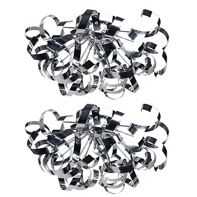 Set Of 2 Chrome 3 Light Flush Ceiling Fitting Ribbon Twist Design Light Bedroom • £106.50