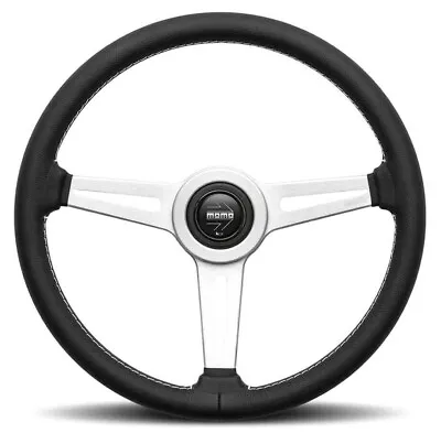 Genuine Momo Retro 360mm Steering Wheel Black Leather With White Stitching • $660.33