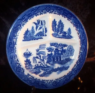 Vintage Blue Willow 10  Divided Grill Dinner Plate Made In Occupied Japan • $9.95