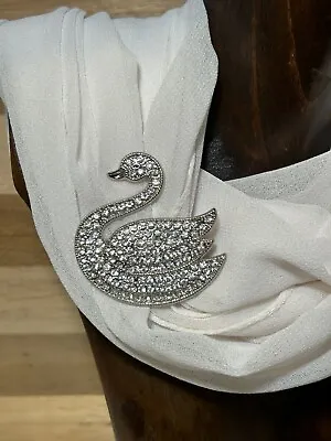 Vintage Monet Large Pave Crystal Rhinestone Swan Pin Brooch • $19.99