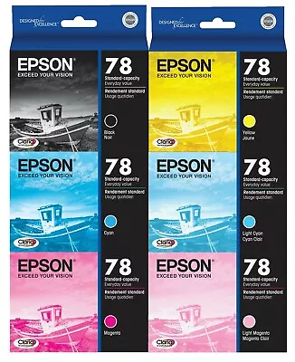 Epson 78 (T078) Ink Cartridge 6-Pack GENUINE For Stylus R260 R380 RX580 RX680 • $39.99