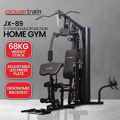 Powertrain Jx-89 Multi Station Home Gym 68kg Weight Cable Machine • $889