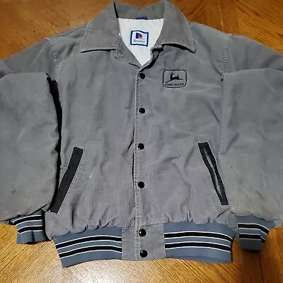 Vtg Corduroy John Deere Embroidered Jacket Large Quilted Jacket Snap M Rennoc • $68.12