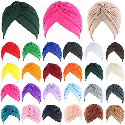 Women Turban Hat Muslim Cancer Chemo Hair Cap Headwear Cover Headband Stretch • £3.79