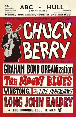 Chuck Berry W/ The Moody Blues 13  X 19  Reproduction Concert Poster • $19.95
