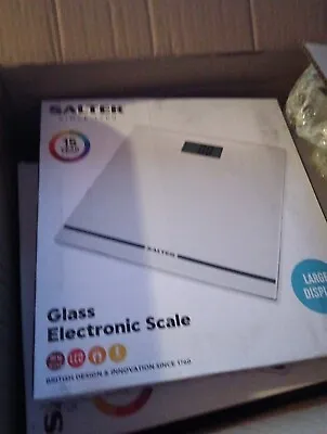 Salter Glass Electronic Digital Bathroom Scale Easy Read Toughened Glass White • £15.99