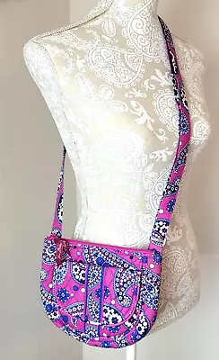 Vera Bradley Boysenberry Lizzy Crossbody Purse Purple Paisley Small Shoulder Bag • $14.99