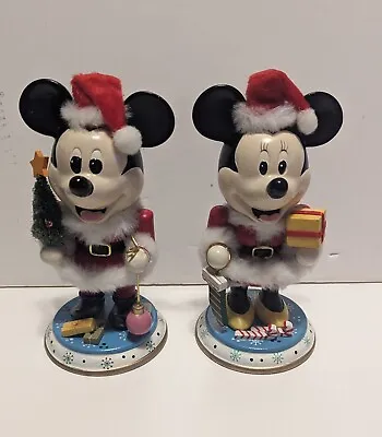 Disney Vintage MICKEY & MINNIE Santa Wooden Christmas NUTCRACKERS 7”  • $49.99