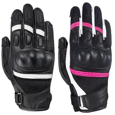 Oxford RP-6S Ladies Short Sports Leather Motorcycle Gloves Mesh Summer Black • £39.99