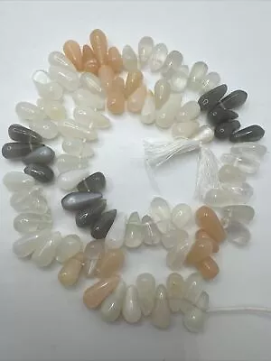 Natural Moonstone Beads Strand Briolette Shaped 84 Pieces • $25.95