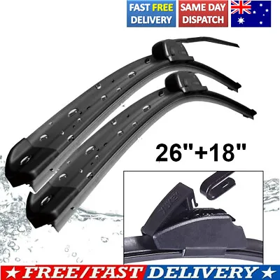 Front Windscreen Wiper Blades Pair Of 26inch (660mm)  &18inch (450mm) Fits Hook • $23.99