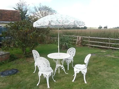 £245 • Buy Vintage Cast Aluminium Garden Table And 4 Chairs