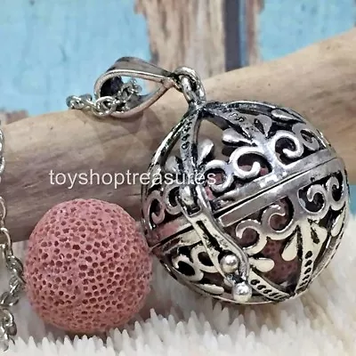 $14.95 • Buy New Aromatherapy Diffuser Fleur De Lis Necklace Essential Oil Pink Lava Stone