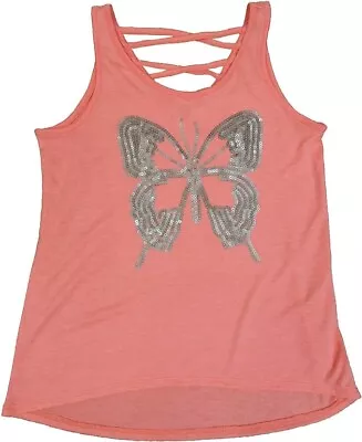 Epic Threads Girls Butterfly Graphic Sequined Tank-Top L 56-61  74-100lbs • $9.99