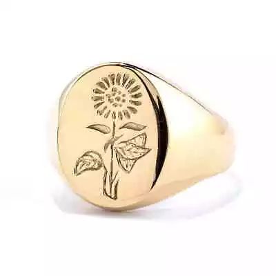 Stainless Steel Minimalist Design Sunflower Polished Face Rings Sizes 5-13 • $12.58