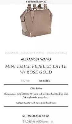 Alexander Wang Mini Emilie Bag  • $800