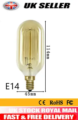 T45 E14 Decorative Vintage Edison Bulb  Amber Light Lamp UK Stock  • £15.35