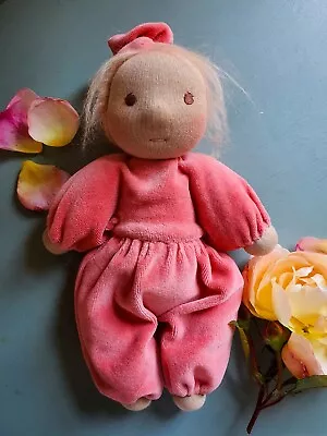 Pink Waldorf Cuddle Velvet Baby Doll All Natural Materials Handmade  • £85