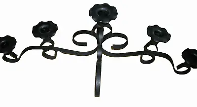 Vtg 1970's Black Wrought Iron Candelabra Tabletop / Mantle Centerpiece  Homco • $24.50