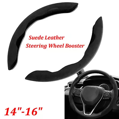 2X38cm Black Suede Car Steering Wheel Booster Anti-slip Cover Car Accessories • $15.49