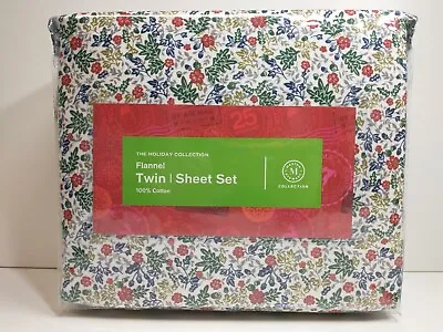 Martha Stewart 3pc Woodland Floral Cotton Flannel Twin Sheet Set • $19.99