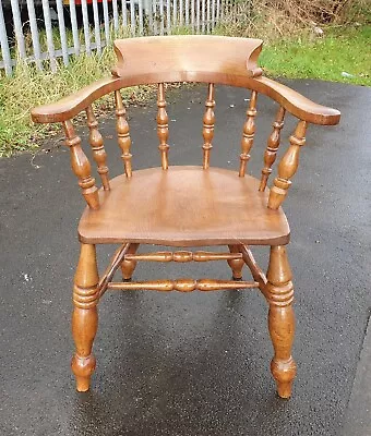 Antique Smokers Bow Chair / Captains Chair    Repolished      Delivery Available • £195