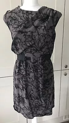 M&S Limited Collection Grey Mix Wrap Front Cap Sleeve Dress. Size 12 • £8.50