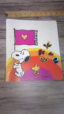 Vintage Snoopy 3 Ring Plastic Binder W/ Woodstock Also On The Front 1965     Z91 • $12.99