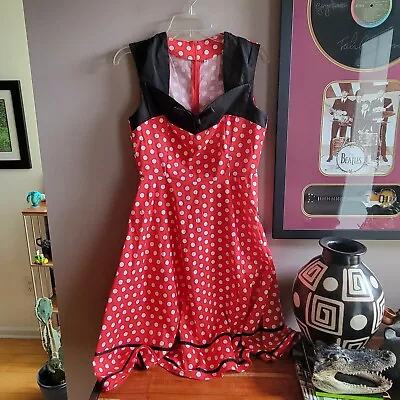 Red White Women's Dress POLKADOT Flare Minnie Mouse Costume Size M • $22.27