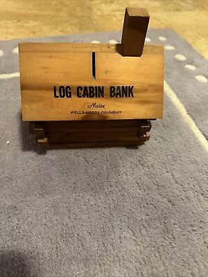Vintage Log Cabin Bank With Plug Maine • $29.99