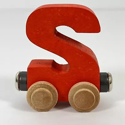 $5.25 • Buy Maple Landmark Wooden Name Train Alphabet Woodcraft Capital Letter S Red