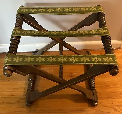 Vintage Wooden Folding Luggage Suitcase Rack Hotel Holder Stand Valet 19.5” Wide • $59.99