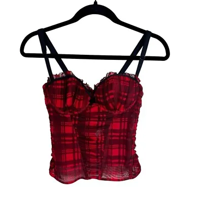 Vintage Chantal Thomass Plaid Tartain Ruffle Bustier Corset Sz:34C Y2K $257 • £86.80