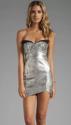 One Teaspoon Size Medium Fifth Element Silver Leather Mini Dress • $70