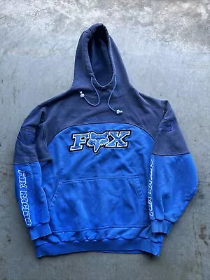 Vintage 90s FOX Racing Two Tone Motocross Promo Brand Logo Hoodie Sweatshirt XL • $45