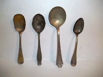 Vintage Antique 4 Various Silver Plate Flatware Spoons Quaker Fair Rogers Lot • $15