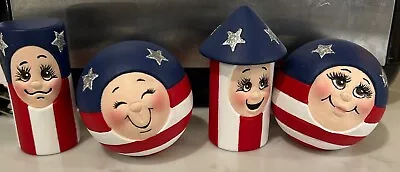 Set Of4 Vintage Anthropomorphic 4th Of July Ceramic Patriotic Figurines • $19.99