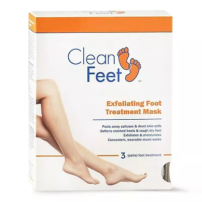 Clean Feet Exfoliating Foot Treatment Mask 3 Pairs Gel Socks Softens Heels NEW • $10.99