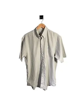 YSL Yves Saint Laurent Shirt Size L Grey Vintage Short Sleeve Embroidered Logo • $25.25