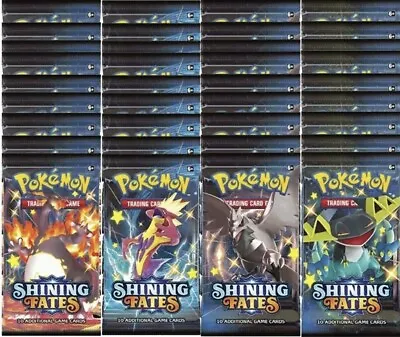 $54.98 • Buy Pokemon TCG Shining Fates Booster Pack Lot Of 10 New Factory Sealed