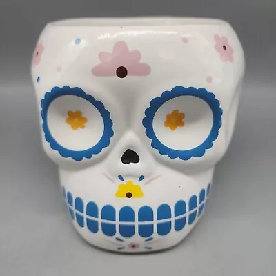 Day Of The Dead Sugar Skull Ceramic Succulent Planter Teal 5x6 • $10.79