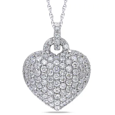 $411.95 • Buy Topaz Bubble Heart Pendant W/18  Chain 14K White Gold Plated 925 Sterling Silver