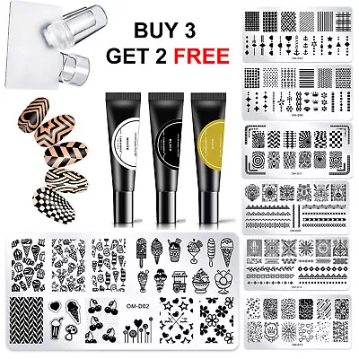 Nail Stamping Plates Stencil Stamping Gel Polish Stamper & Scraper Nail Art AU • $7.95