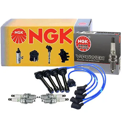 NGK Wire & 4 V-Power Spark Plugs Kit For Honda Prelude 2.2 L4 H22A1 H22A4 93-01 • $74.95