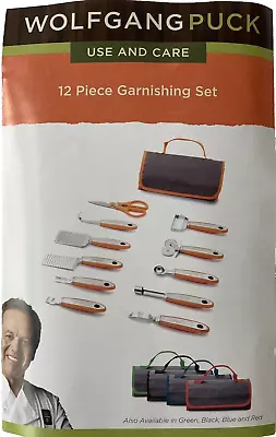 Wolfgang Puck 12 Piece BLACK Garnishing Set With Case Stainless Steel Tools NEW • $19.99